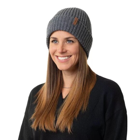 Bula Merino Wool Blend Beanies Gray Black One Size 2-Pack - Picture 2 of 6